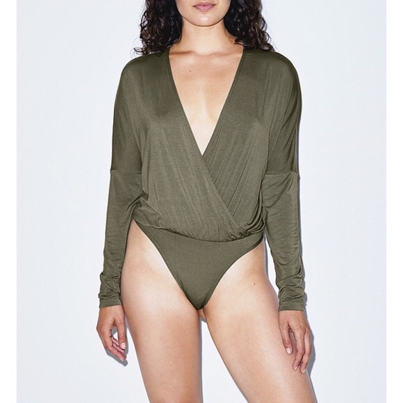American Apparel Tops - Mix Modal Long Sleeve Drape Bodysuit